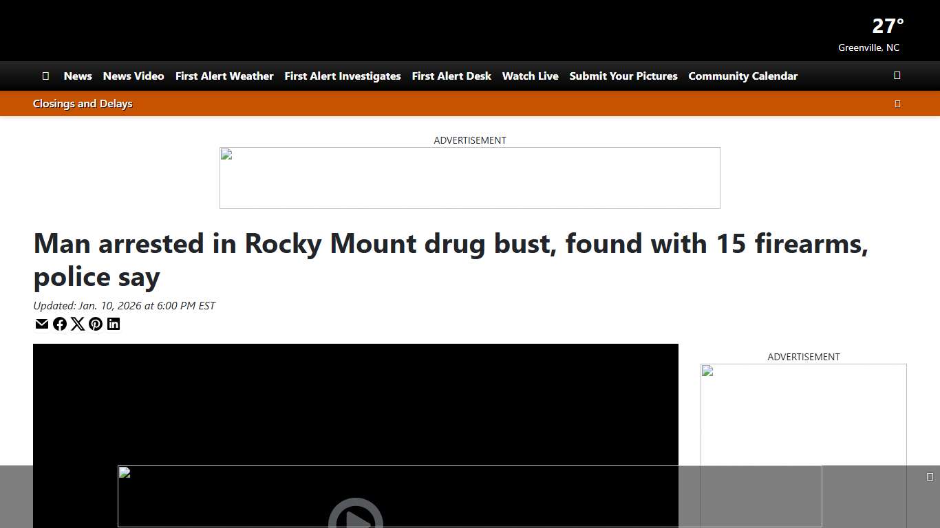 Man arrested in Rocky Mount drug bust, found with 15 firearms, police say